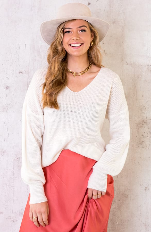Basic Soft V-Trui Ecru – shoparchief, foto 6
