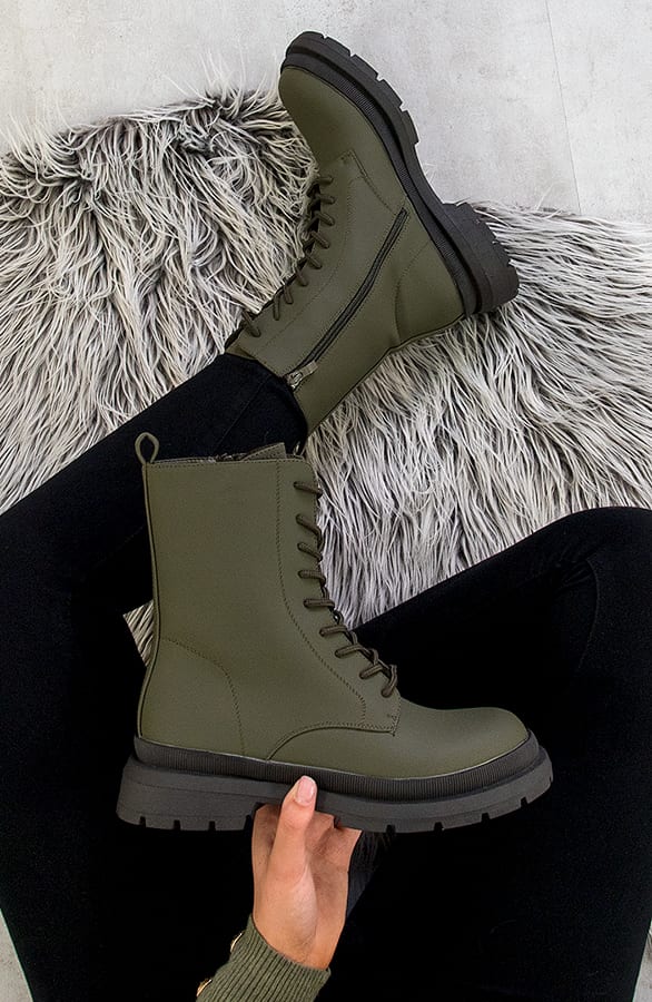 Biker Veterboots Mat Army – shoparchief, foto 1