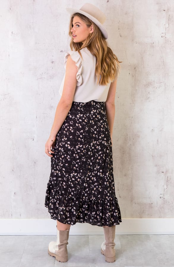 Bloemen Rok Midi Zwart – shoparchief, foto 4