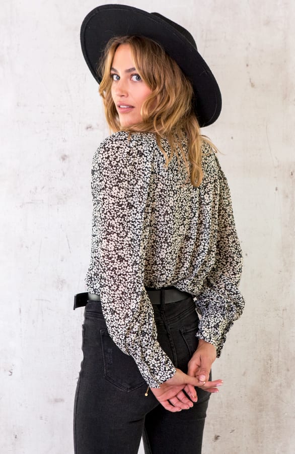 Bloemenprint Blouse Zwart – shoparchief, foto 3
