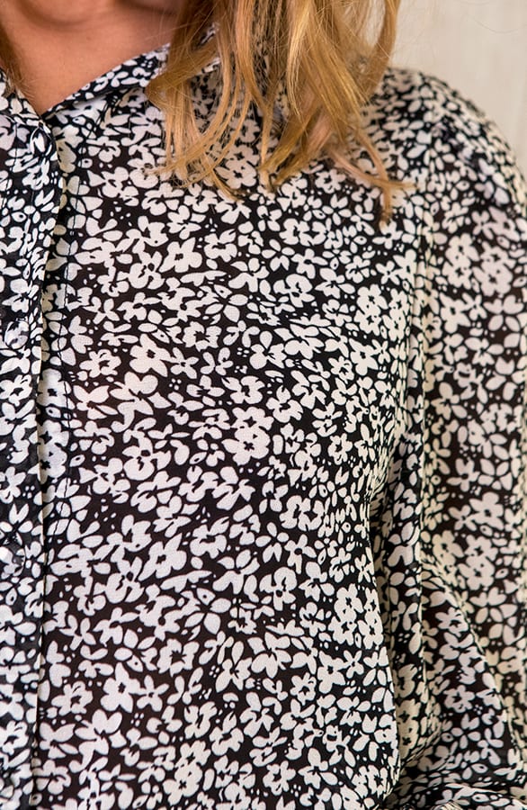 Bloemenprint Blouse Zwart – shoparchief, foto 6