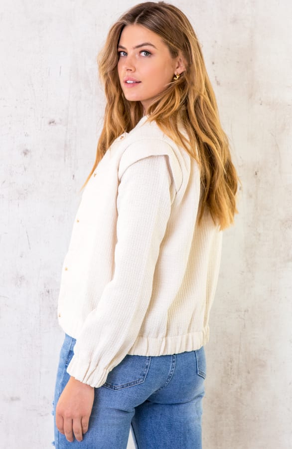 Bomber Jacket Button Creme – shoparchief, foto 4