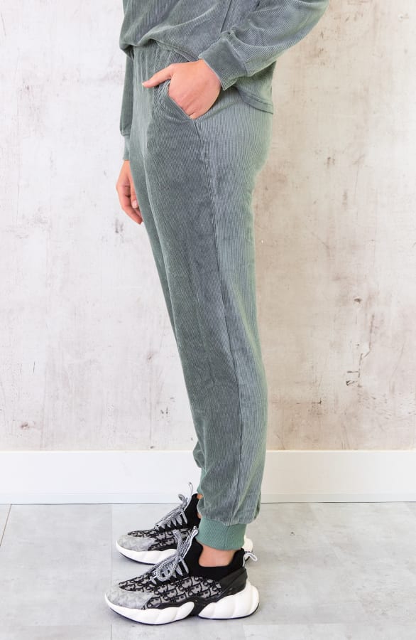 Corduroy Jogging Broek Dust Green – shoparchief, foto 3