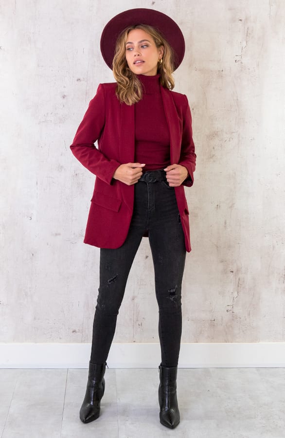 Dames Blazer Bordeaux – shoparchief, foto 5