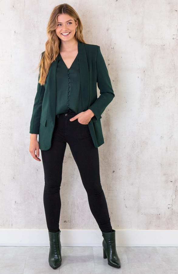 Silk Knopen Blouse Limited Smaragd – shoparchief, foto 8