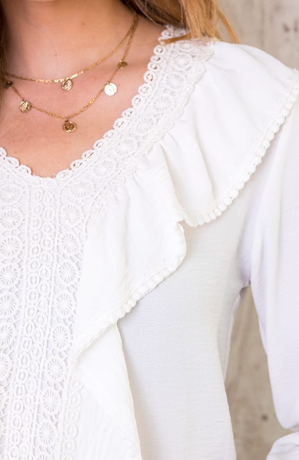 Elastieken Embroidery Blouse Wit – shoparchief, foto 5