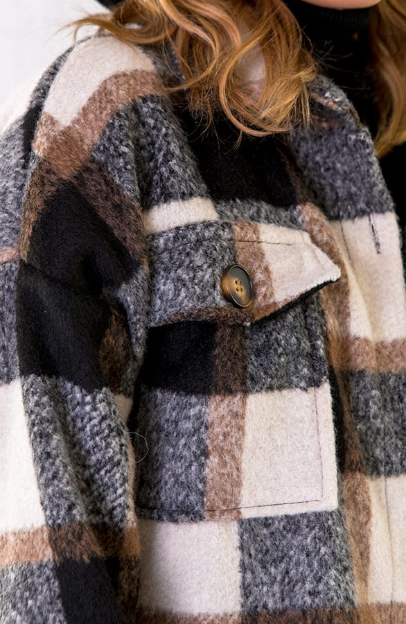 Geblokte Woven Jacket Zwart – shoparchief, foto 5