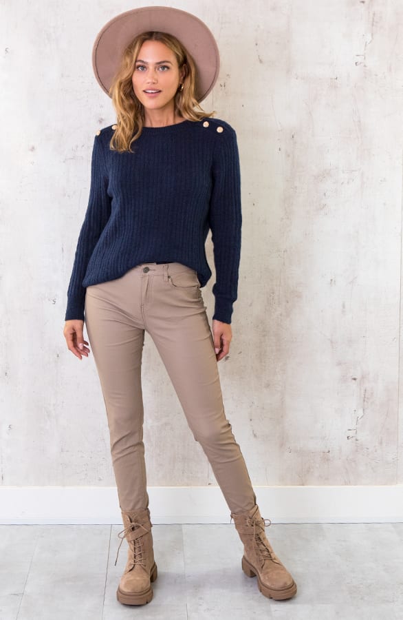 Gebreide Knopen Trui Marine – shoparchief, foto 6