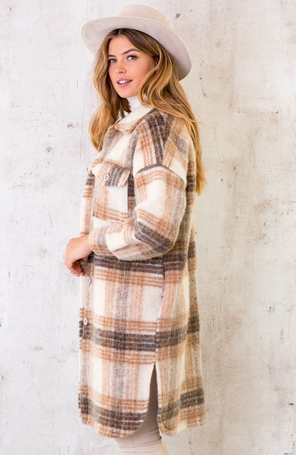 Karierter Wollmantel Camel, Shoparchiv, Foto 3