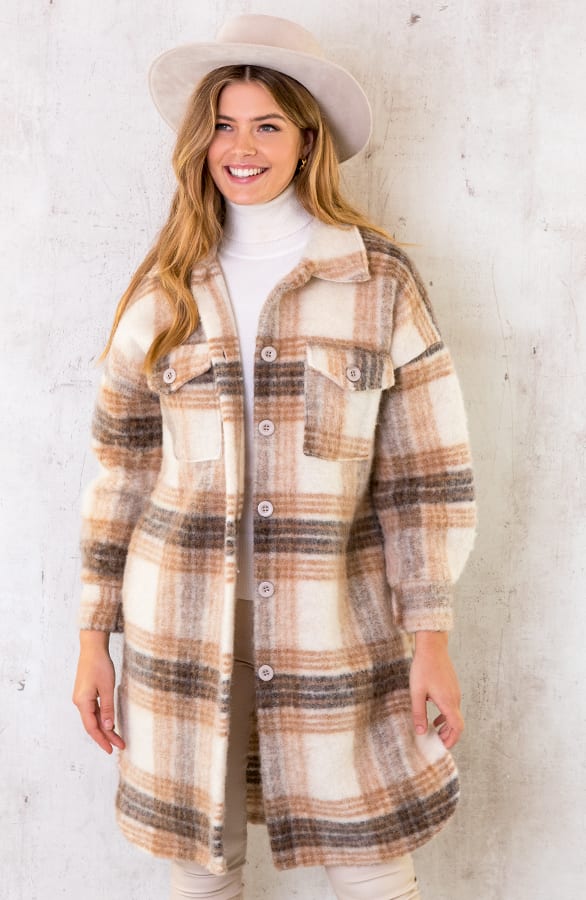 Karierter Wollmantel Camel, Shoparchiv, Foto 2