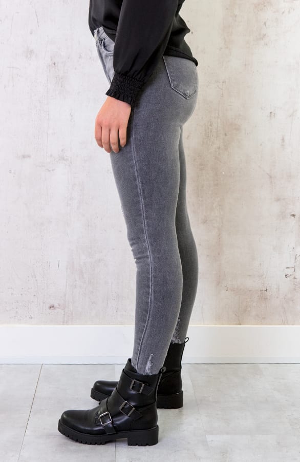 High Waist Skinny Jeans Damaged Grijs – shoparchief, foto 2