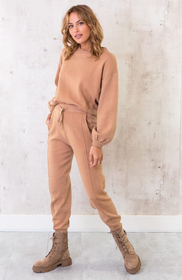 Jogging Broek Met Sierstiksel Camel – shoparchief, foto 2