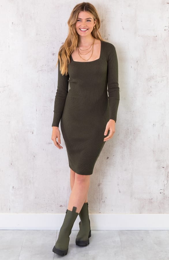Jurk Vierkante Halslijn Army – shoparchief, foto 1