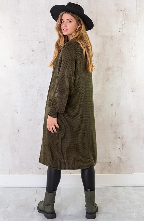 Lang Gehaakt Pocket Vest Army – shoparchief, foto 4
