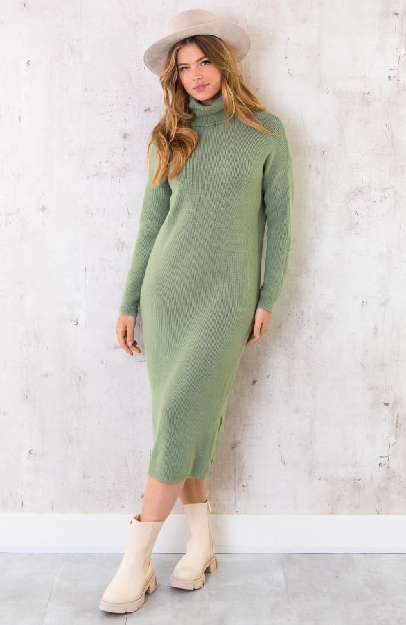 Lange Gebreide Col Jurk Dust Mint – shoparchief, foto 1
