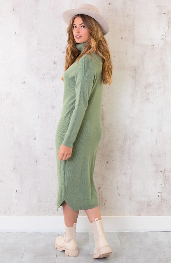 Lange Gebreide Col Jurk Dust Mint – shoparchief, foto 4