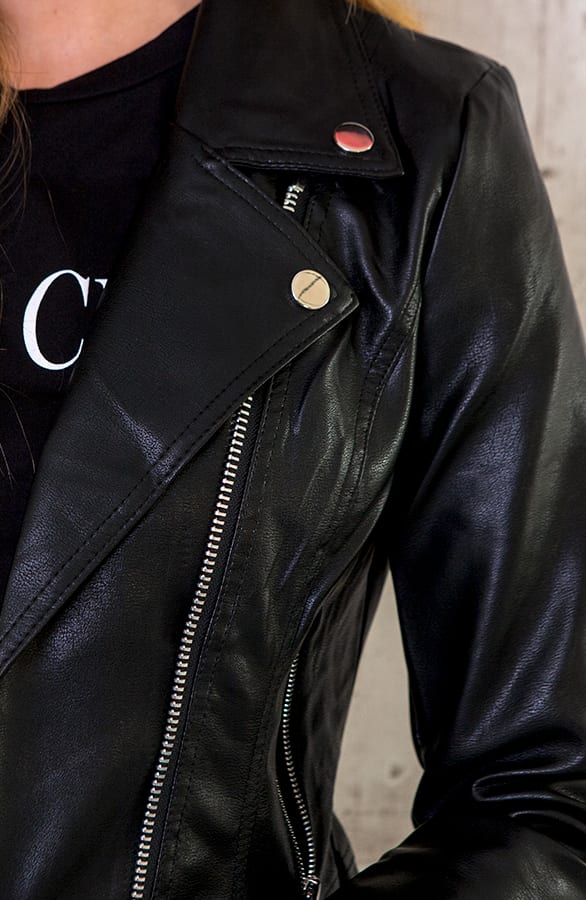 Leather Biker Jacket Black – shoparchief, foto 5