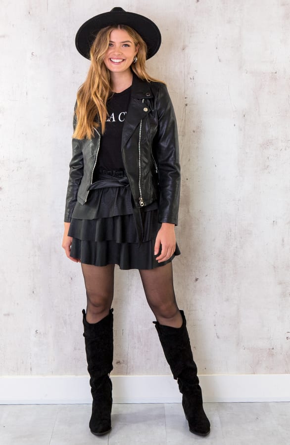 Leather Biker Jacket Black – shoparchief, foto 2