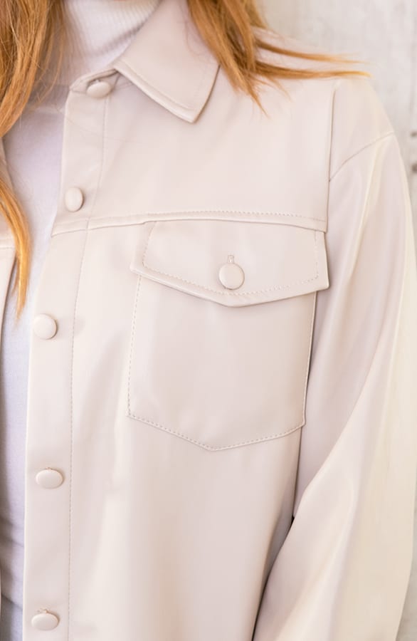 Leather Blouse Beige – shoparchief, foto 6