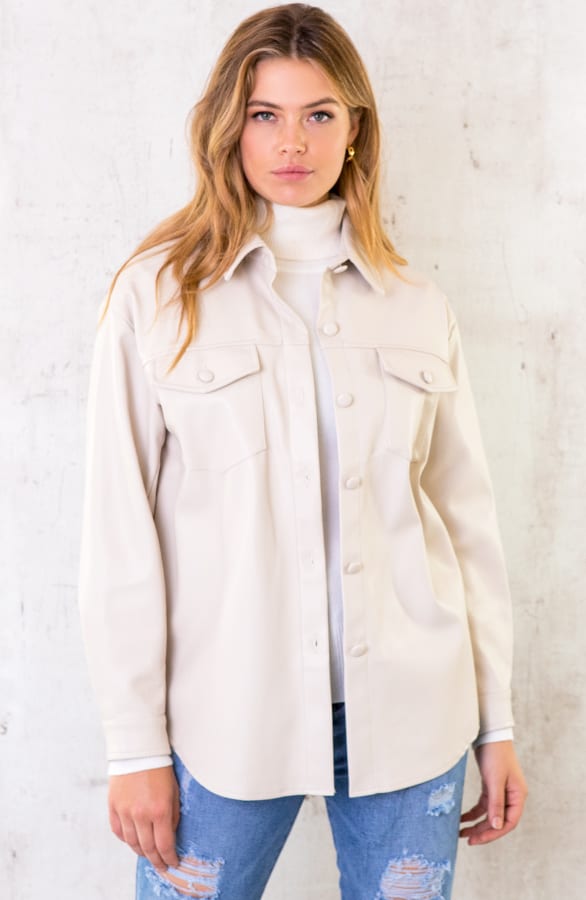 Leather Blouse Beige – shoparchief, foto 1