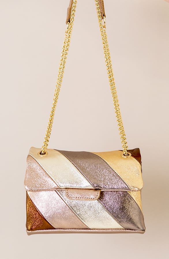 Leather Rainbow Chain Bag Small Beige – shoparchief, foto 1