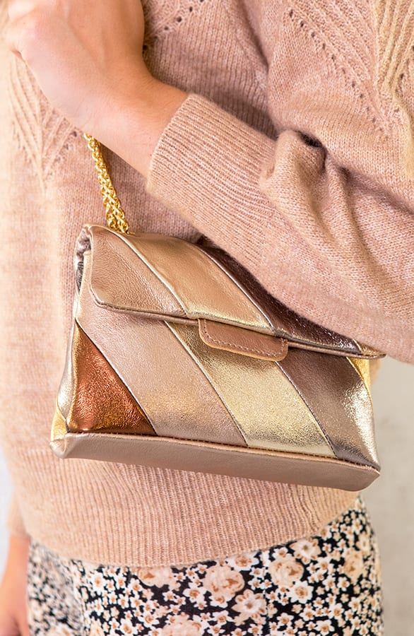 Leather Rainbow Chain Bag Small Beige – shoparchief, foto 4