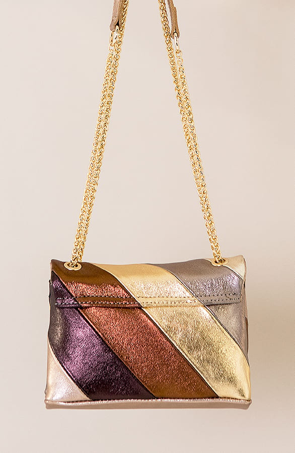Leather Rainbow Chain Bag Small Beige – shoparchief, foto 2