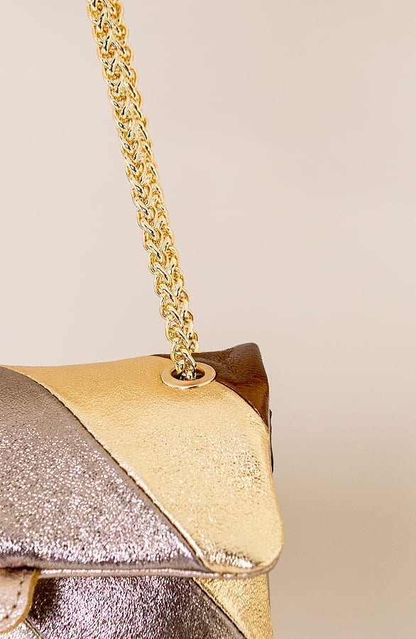 Leather Rainbow Chain Bag Small Beige – shoparchief, foto 3