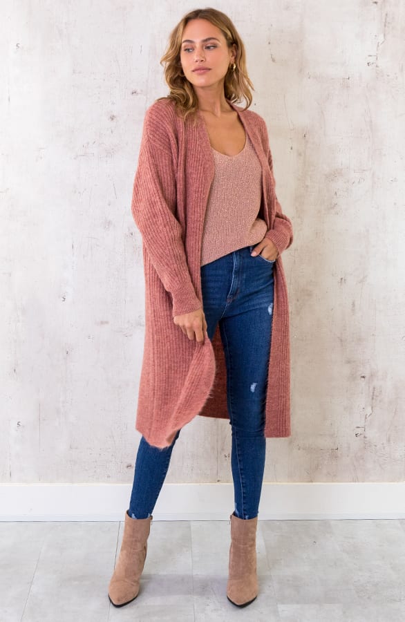 Ribstof Vest Lang Oud Roze – shoparchief, foto 4
