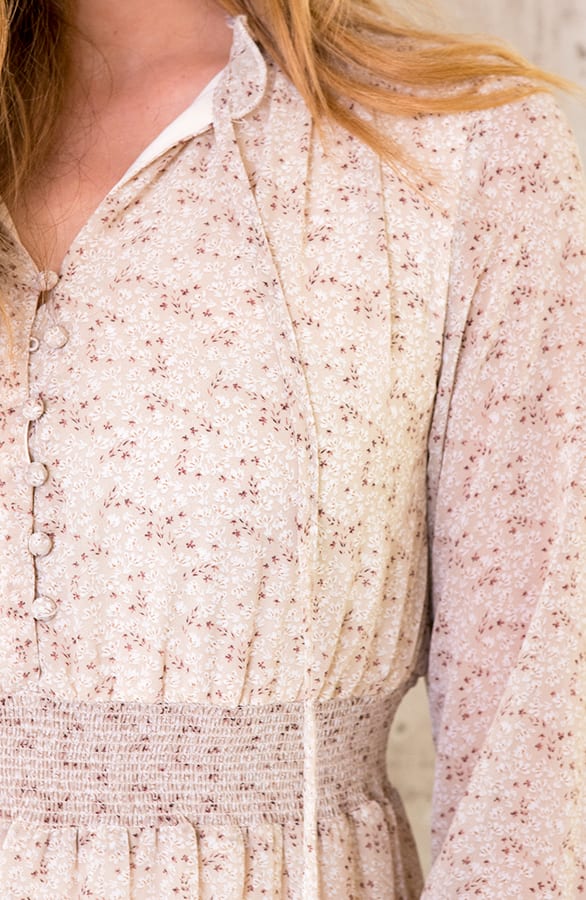 Maxi Print Lagen Jurk Creme – shoparchief, foto 5