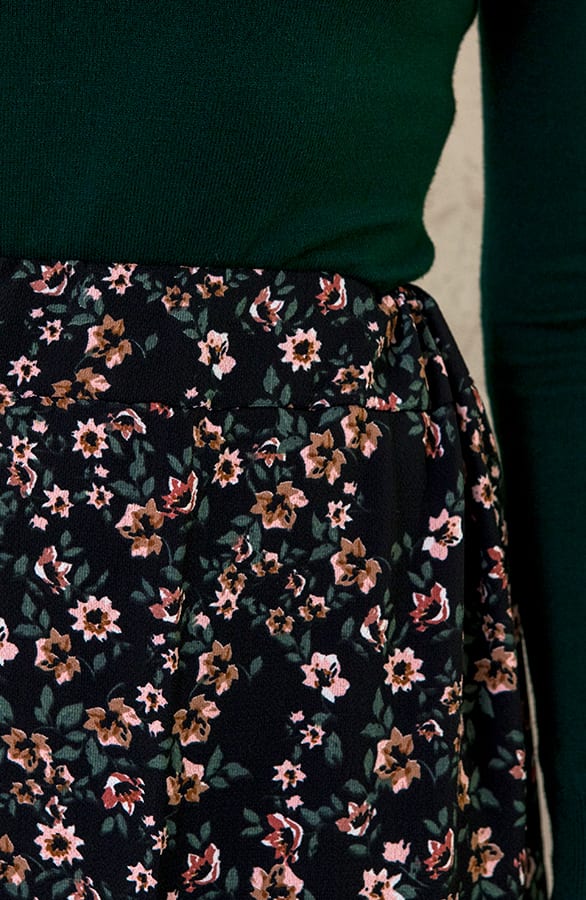 Midi Bloemenprint Rok Zwart – shoparchief, foto 5