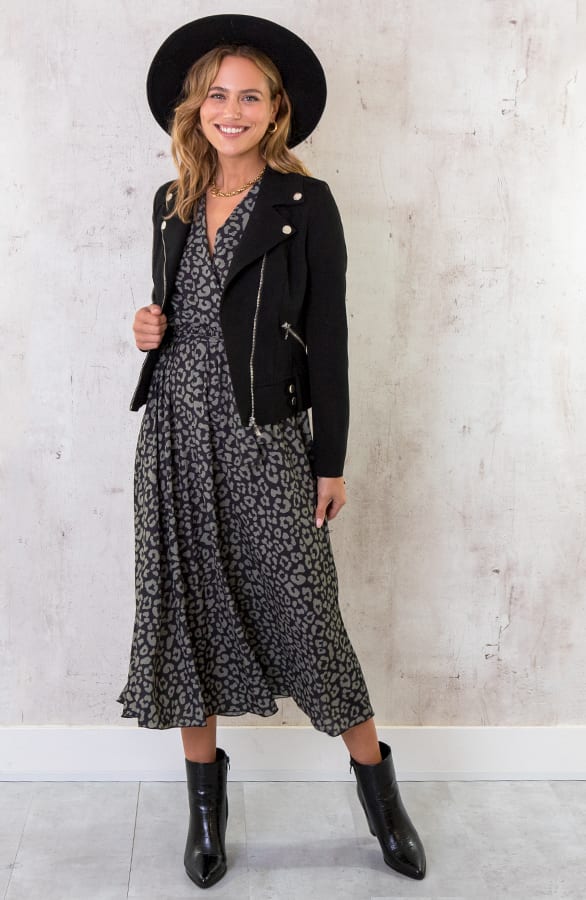 Midi Panterprint Jurk Zwart Army – shoparchief, foto 1