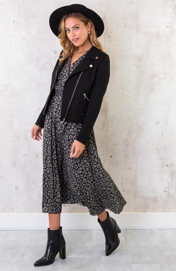 Midi Panterprint Jurk Zwart Army – shoparchief, foto 2