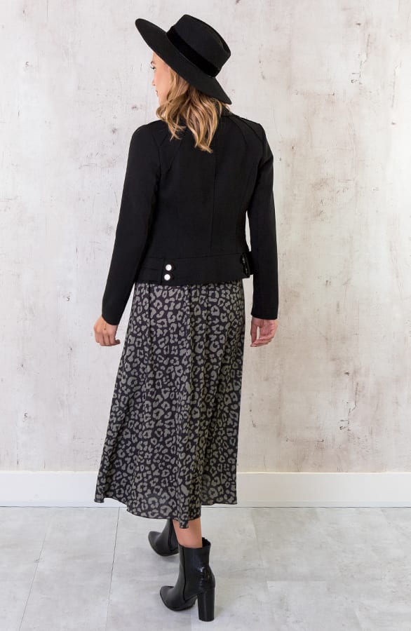 Midi Panterprint Jurk Zwart Army – shoparchief, foto 3