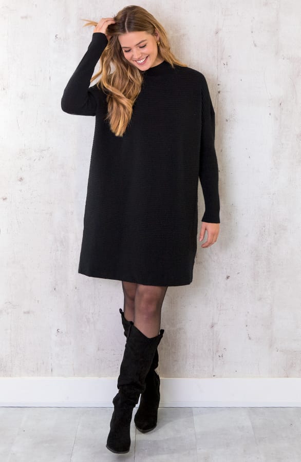 Oversized Knitted Dress Zwart – shoparchief, foto 3