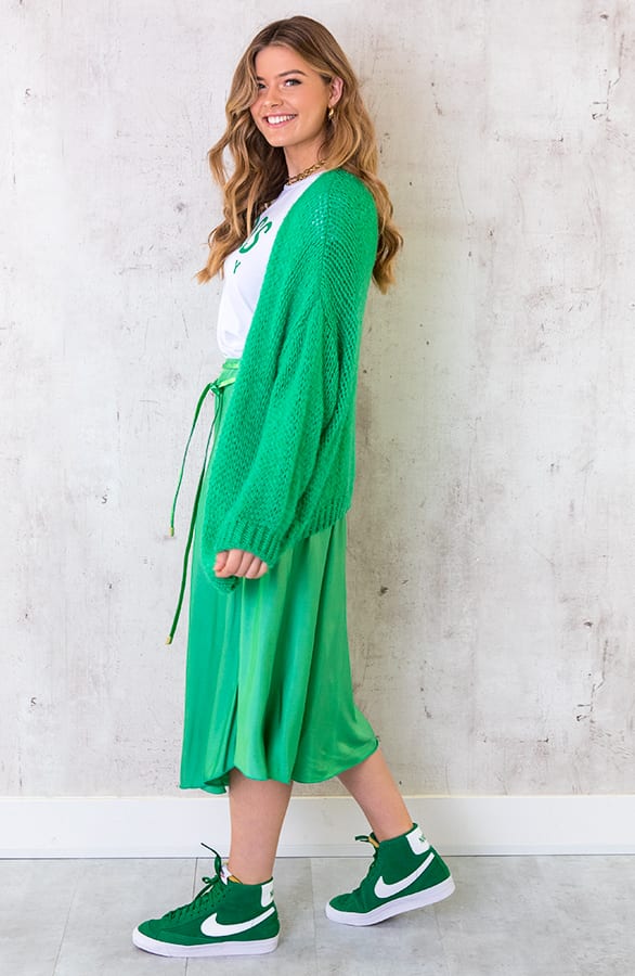 Midi Satijnen Rok Bright Green – shoparchief, foto 7