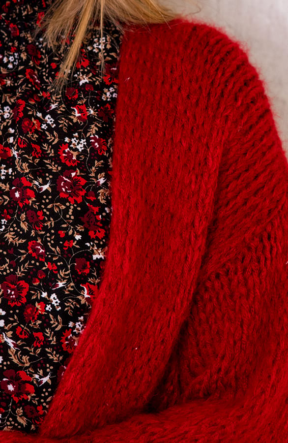 Oversized Knitted Vest Rood – shoparchief, foto 5