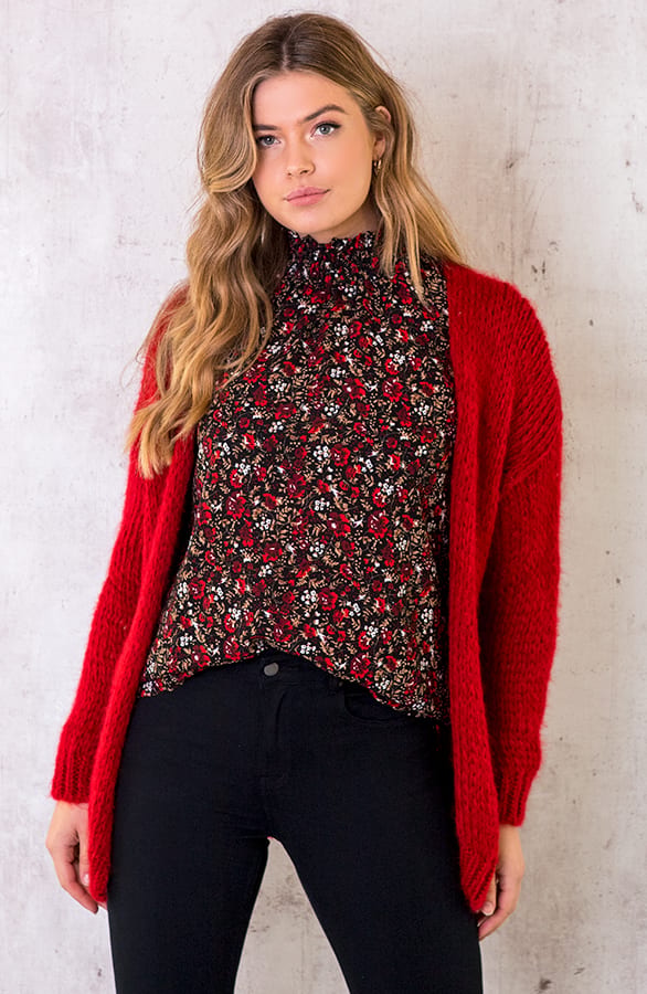 Oversized Knitted Vest Rood – shoparchief, foto 1