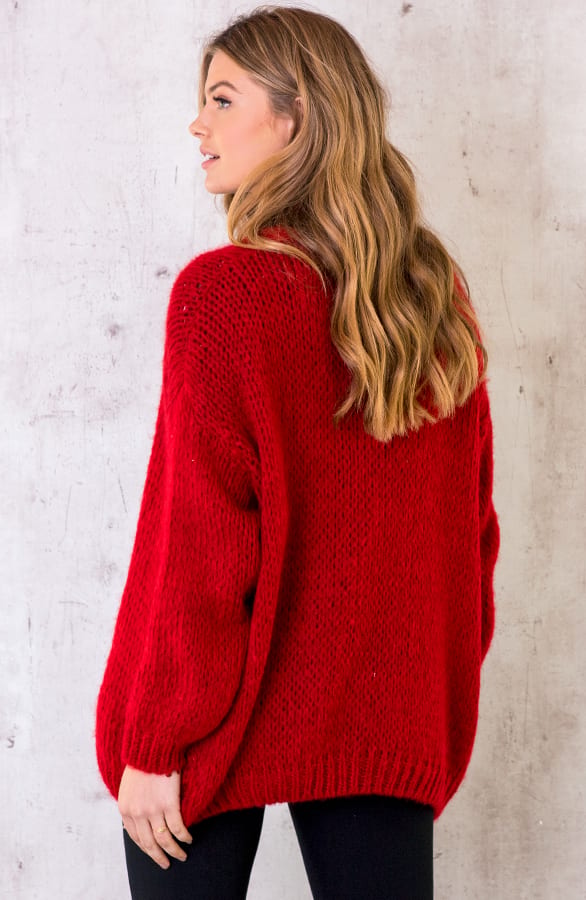 Oversized Knitted Vest Rood – shoparchief, foto 12