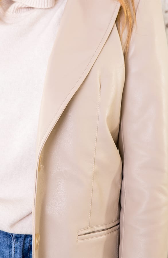 Oversized Leather Blazer Beige – shoparchief, foto 6