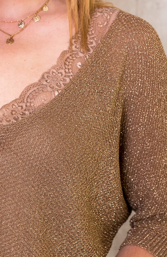 Oversized Lurex Top Brons – shoparchief, foto 4