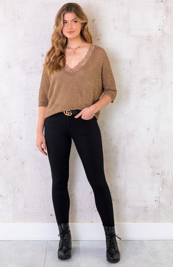 Oversized Lurex Top Brons – shoparchief, foto 5