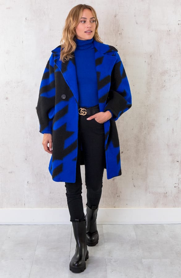 Oversized Woven Coat Kobalt – shoparchief, foto 1
