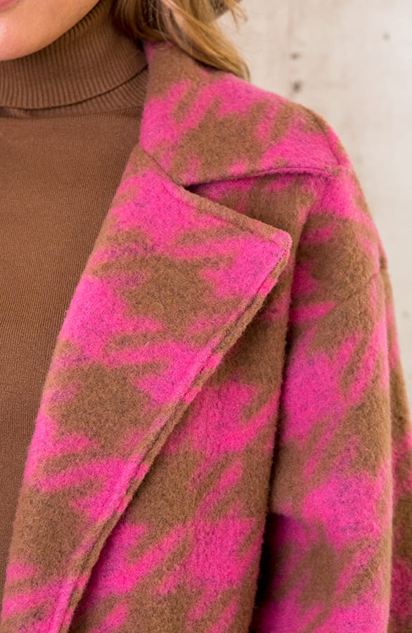 Oversized Woven Coat Roze – shoparchief, foto 4