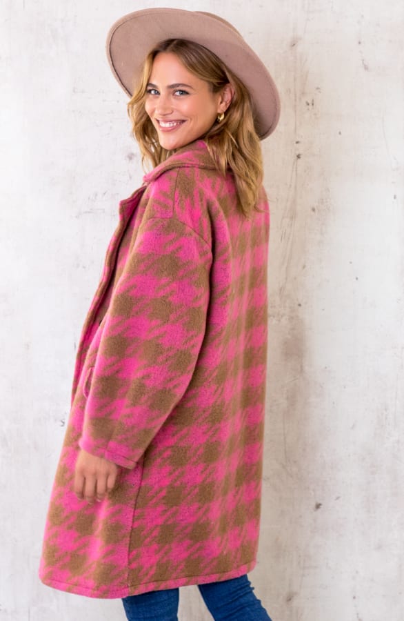 Oversized Woven Coat Roze – shoparchief, foto 3