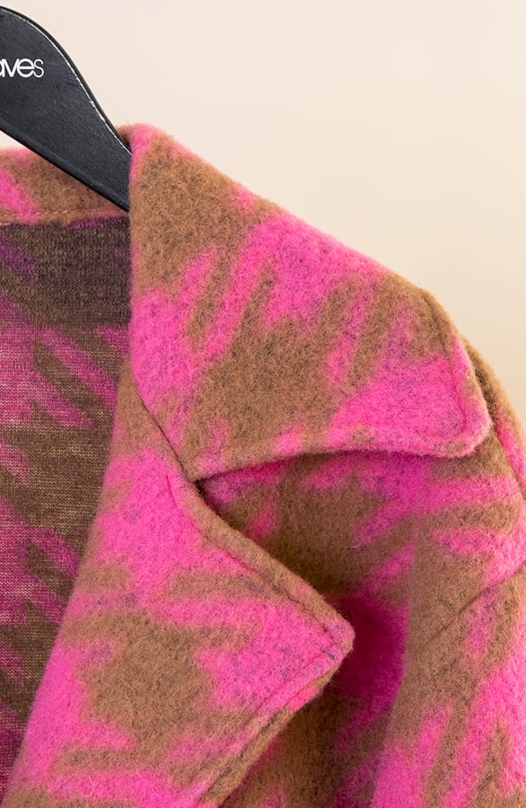 Oversized Woven Coat Roze – shoparchief, foto 6
