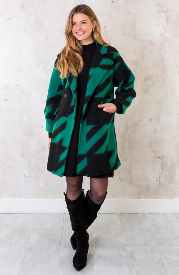 Oversized Woven Coat Smaragd – shoparchief, foto 1