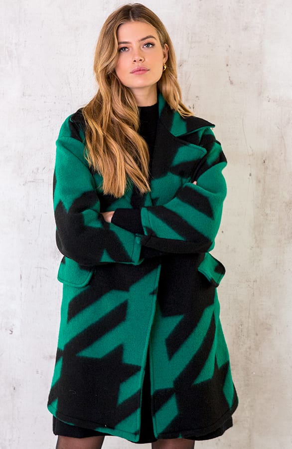 Oversized Woven Coat Smaragd – shoparchief, foto 2