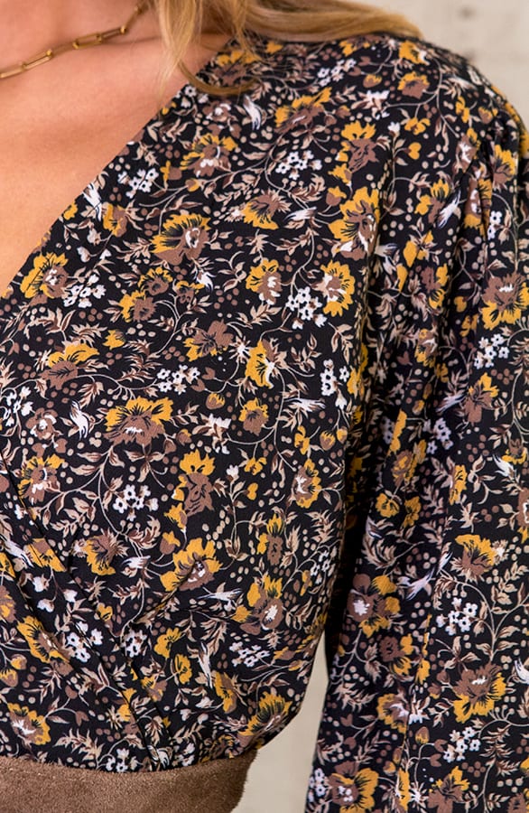 Overslag Jurk Wild Flower Oker – shoparchief, foto 4