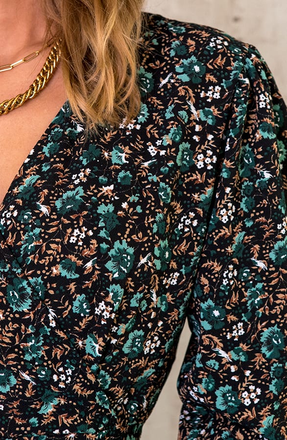 Overslag Jurk Wild Flower Smaragd – shoparchief, foto 4